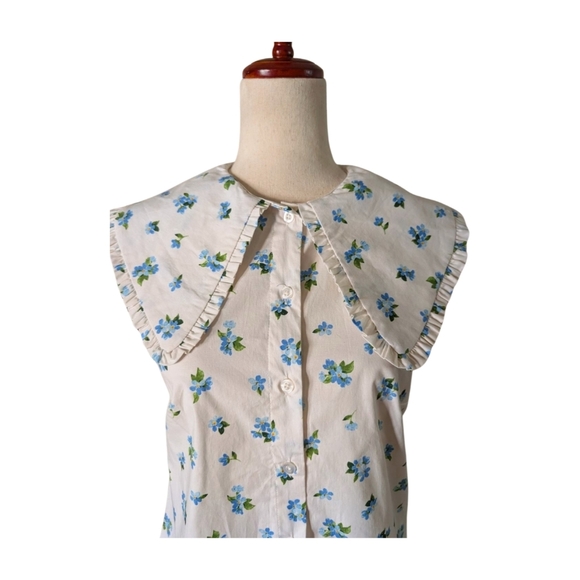 WeWoreWhat Ruffle Collar Button-Up Top Watercolor Ditsy Sz XS NWT - Picture 4 of 11